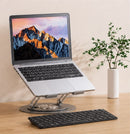 Suporte de Metal Ajustável para Notebook  – Dobrável, Giratório 360°, Reforçado e Portátil (10” a 17”)