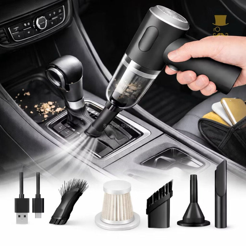 Mini Aspirador de Pó 3 em 1 Portátil Sem Fio Recarregável USB – Carro, Casa e Escritório