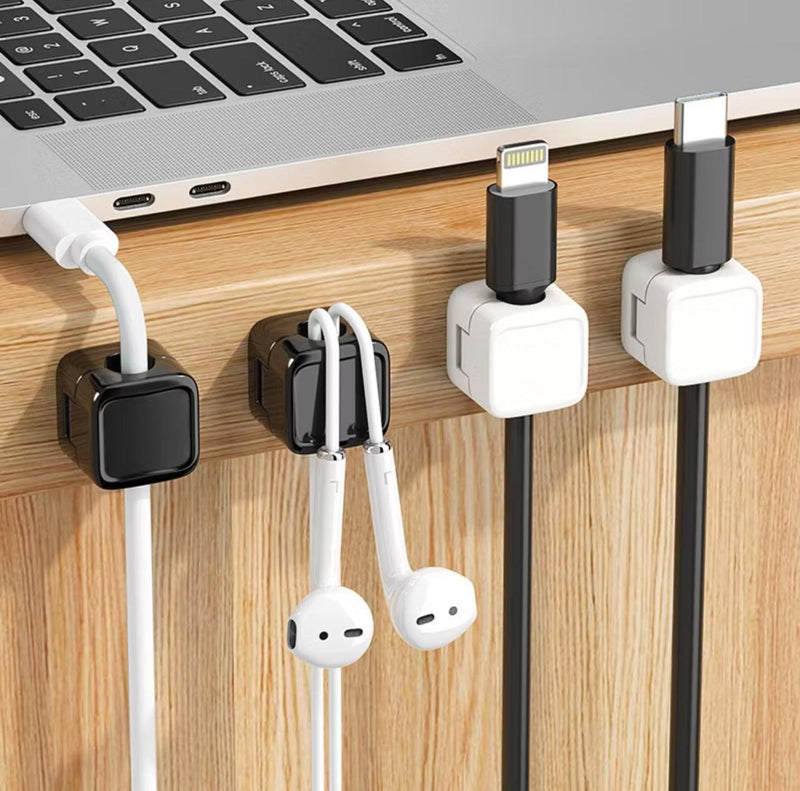 Fixador de Cabos Magnético Autoadesivo – Organizador de Fios Prático para Mesa, Celular e Notebook