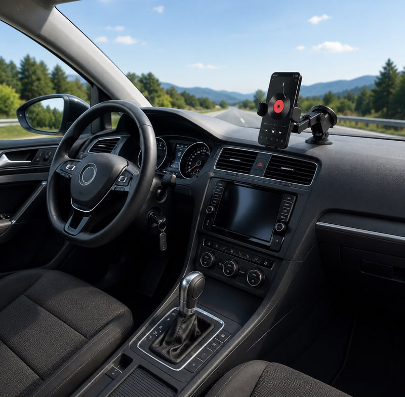 Suporte Veicular para Celular e GPS – Trava Automática, Rotação 360° e Ajuste Universal