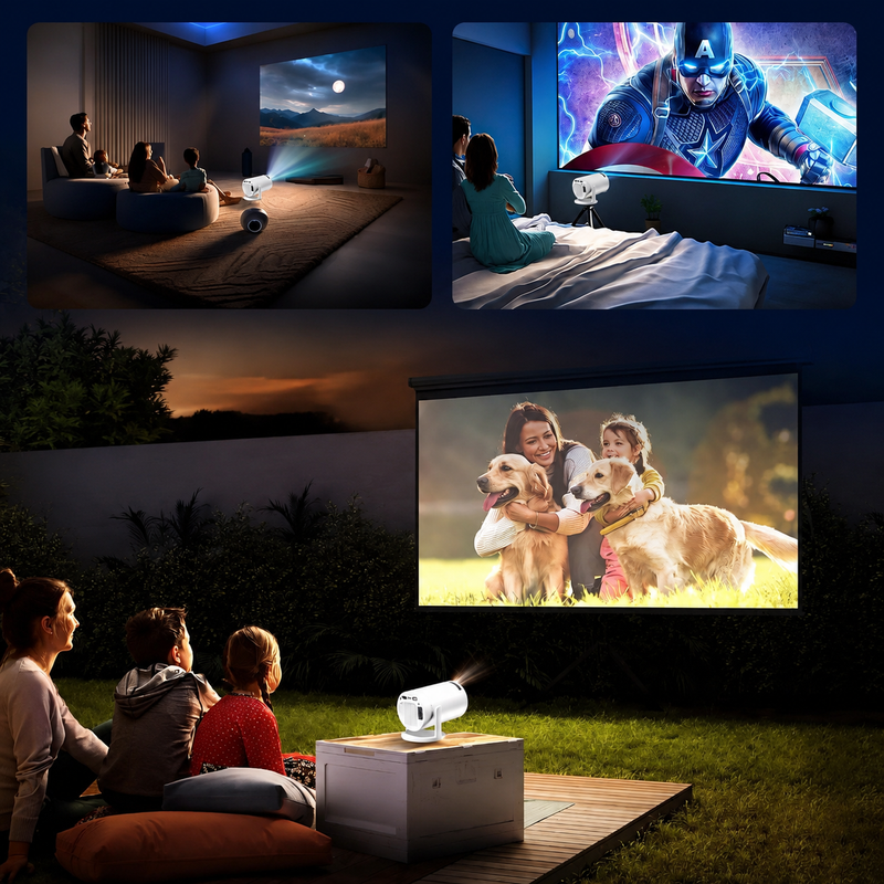 Projetor Inteligente HY300 Pro 4K Wi-Fi Android | Até 150” para Celular, PS, Xbox e PC