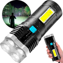 Lanterna LED Forte 1500m Super Potente 4 Luminárias Recarregável USB Portátil Ultra Brilhante