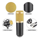 Kit Microfone Profissional BM800 Dourado com Braço Articulado e Pop Filter
