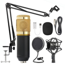 Kit Microfone Profissional BM800 Dourado com Braço Articulado e Pop Filter